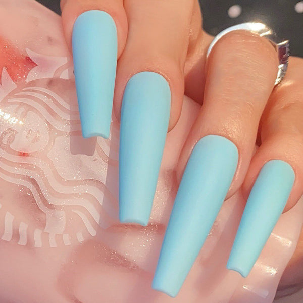 blue nail polish on acrylics