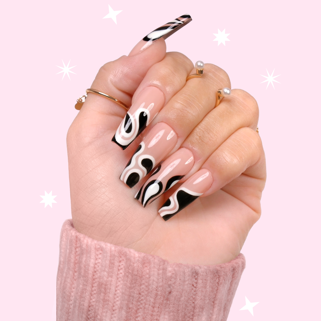 Abstract Swirl Nails in 4 Easy Steps