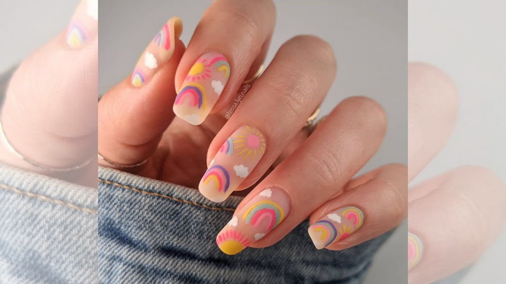 Summer hybrid nails - Artistic nail art - Simple nail styling - Leaves on  the nails - YouTube