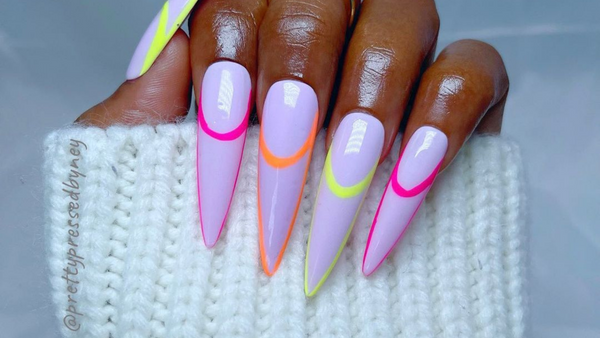 neon nails with french tips