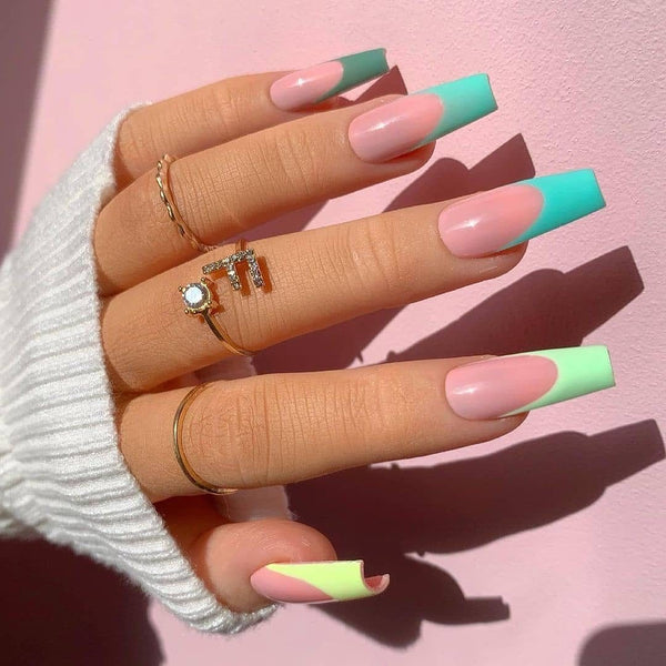green horizontal ombre nails
