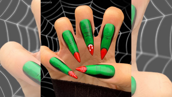 green halloween nail design