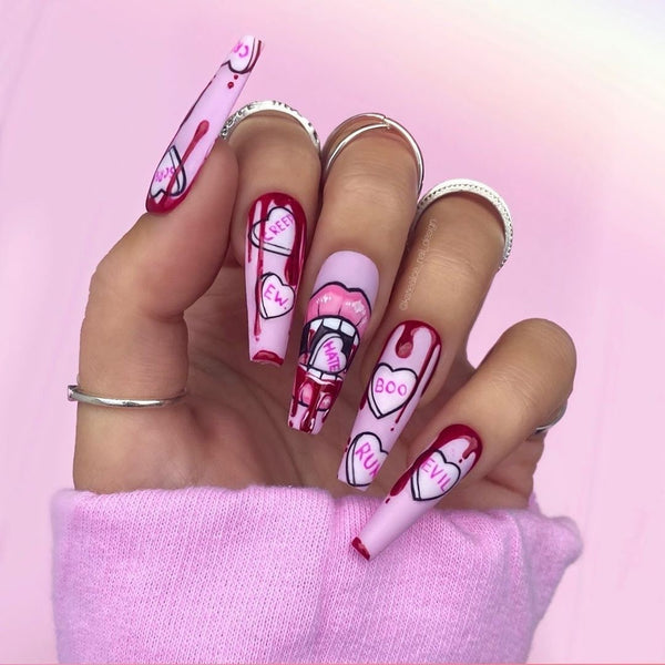 pink and white nail design