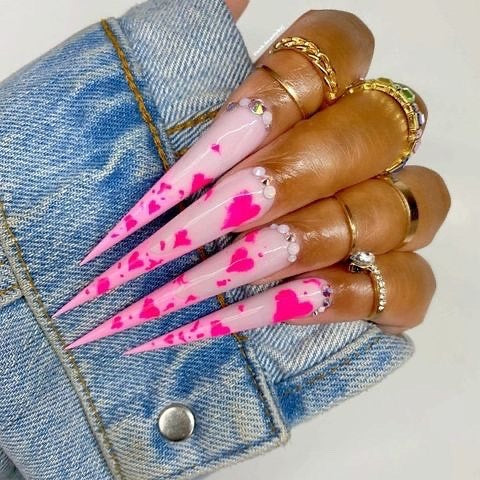 light pink on hot pink nail polish