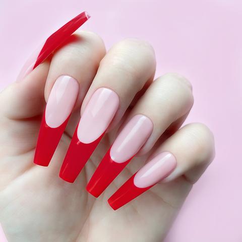 red nail polish with French tips