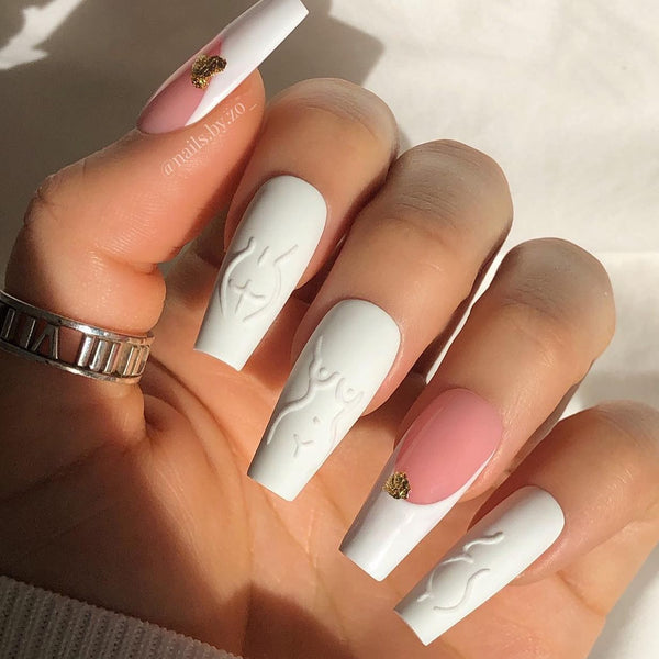 textured white nail designs