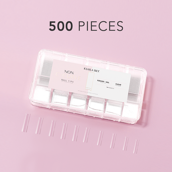 Non C-Curve Nail Tips XXL - Square Clear