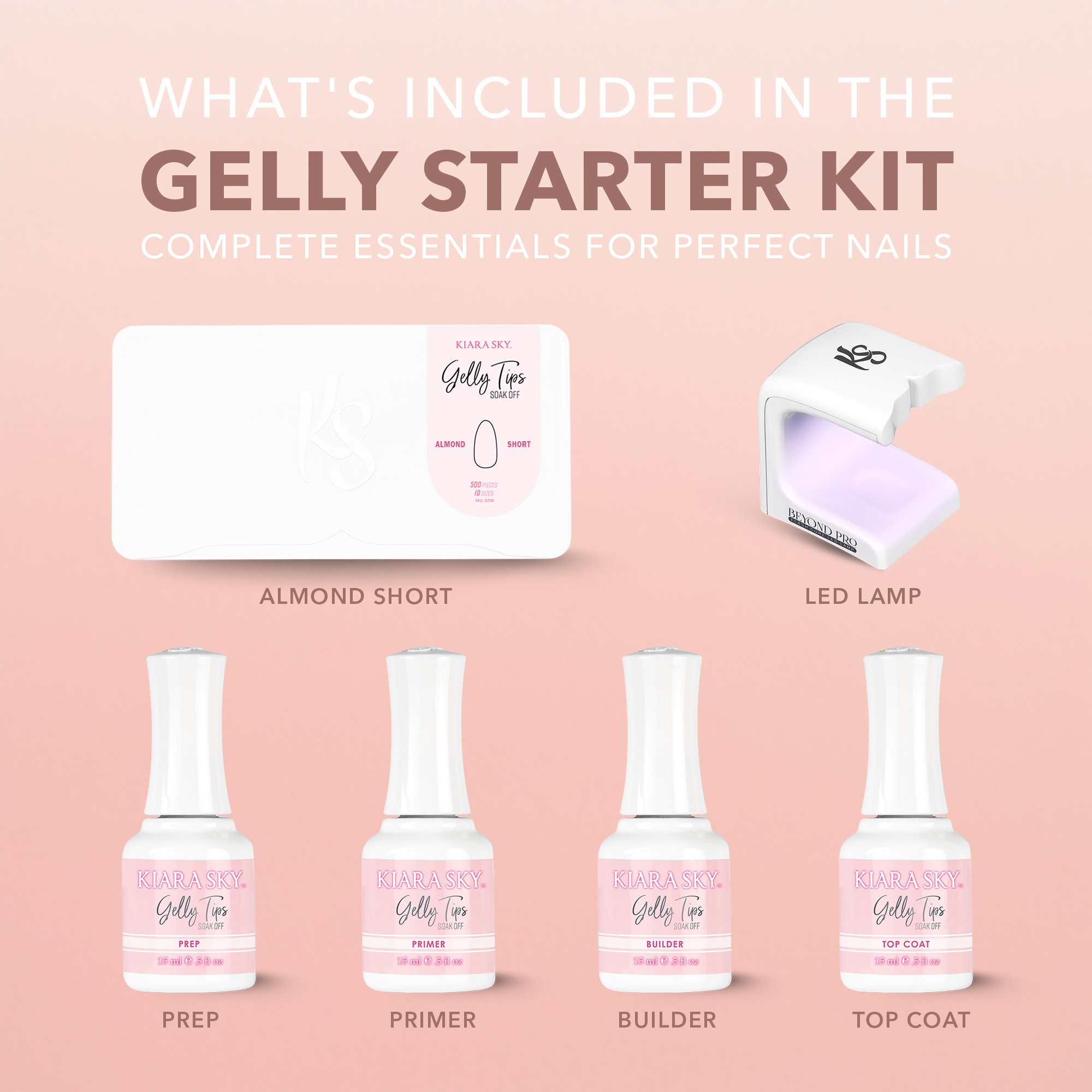 GELLY TIPS STARTER KIT - Almond Short