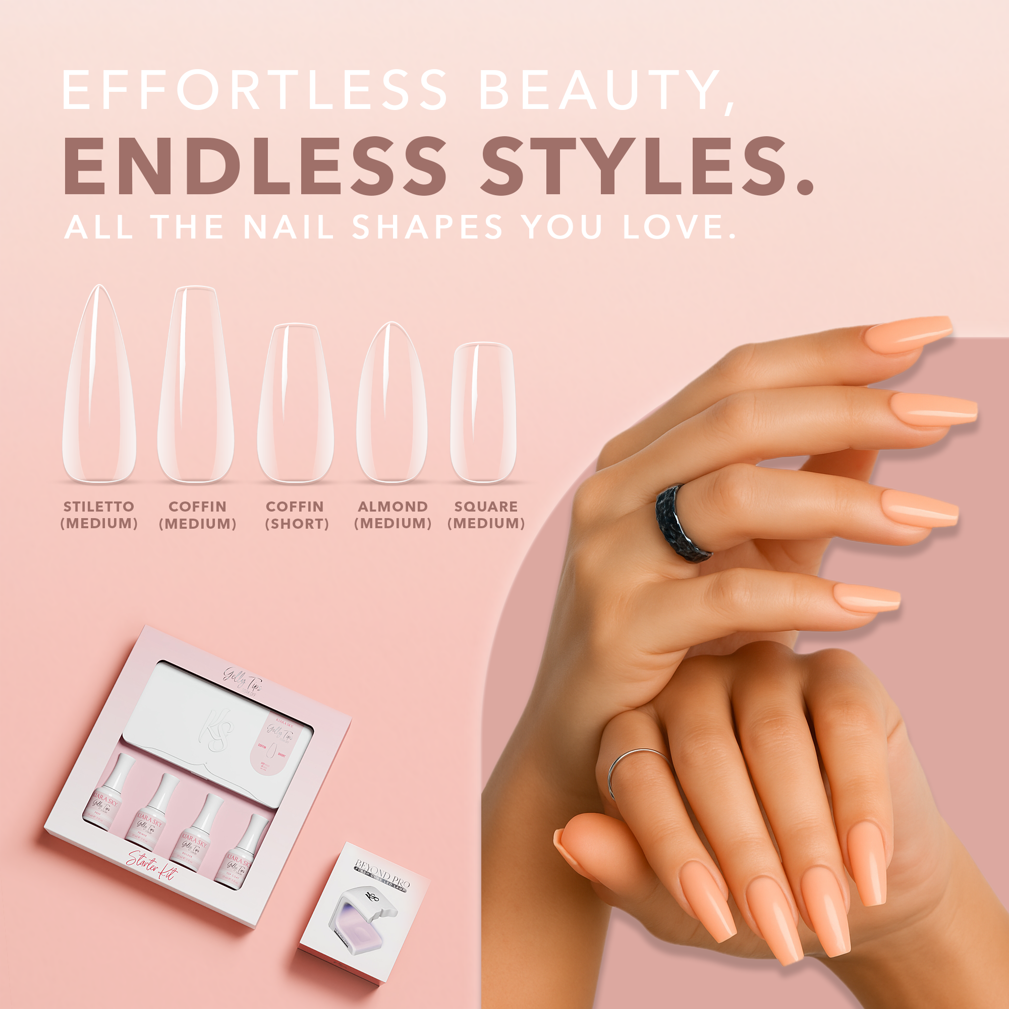 GELLY TIPS STARTER KIT - Coffin Medium