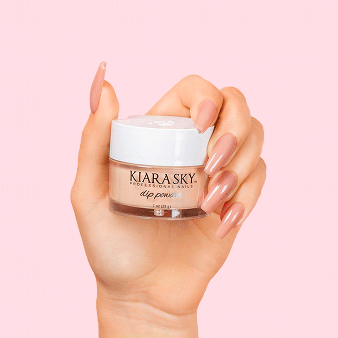Kiara Sky Dip Powder rotating images of hands holding jar