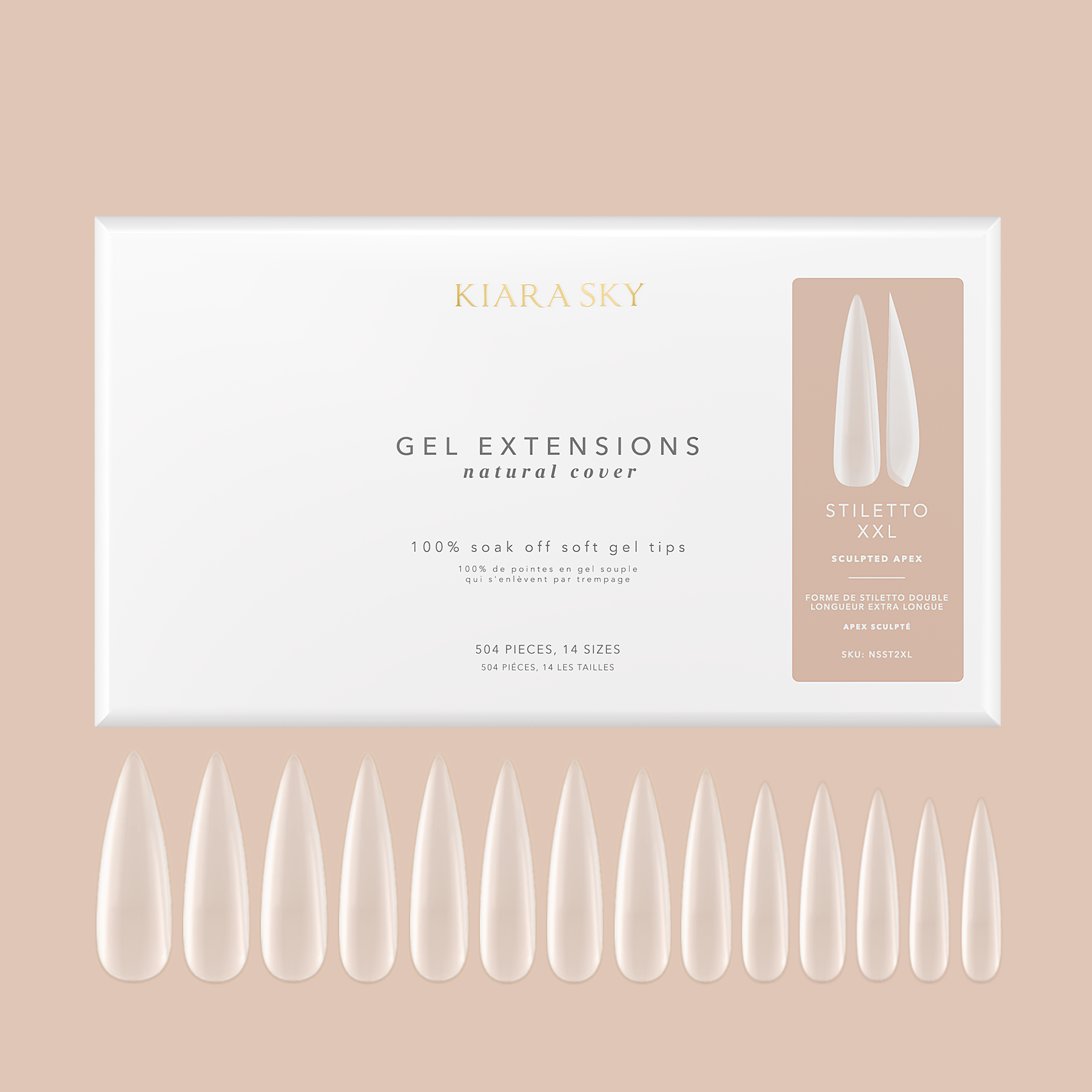 Stiletto Gel Nail Extensions – XXL Natural Soft Gel Tips | Kiara Sky