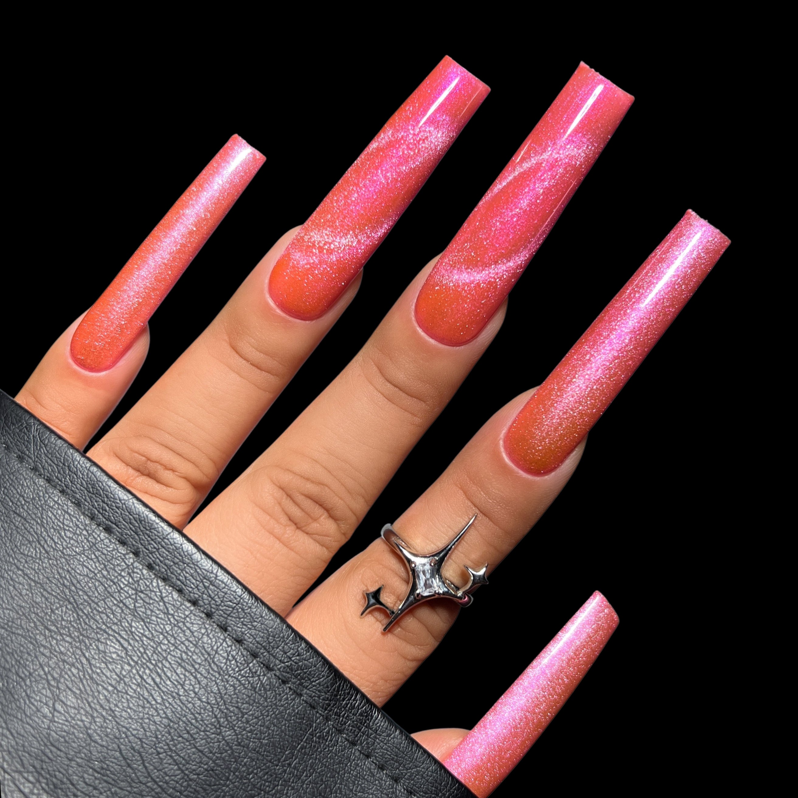 Double XL Square Tip Full Coverage Kiara Sky Rosaly MagneticFX Gel Polish Hand Swatch