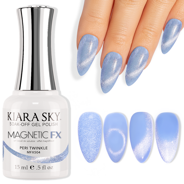 Kiara Sky MagneticFx Peri Twinkle Gel Polish with different designs with magnet
