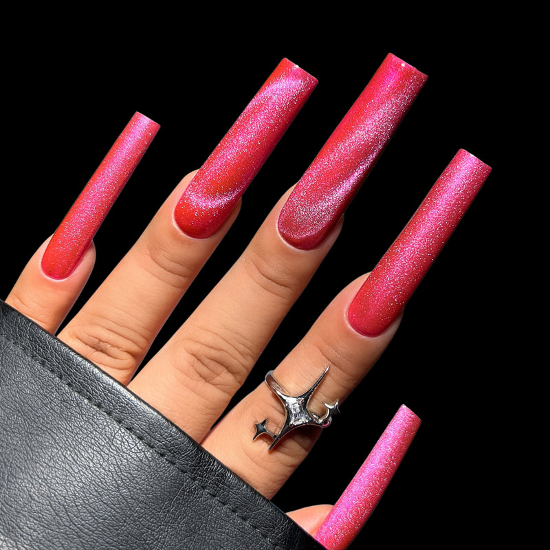 Double XL Square Tip Full Coverage Kiara Sky Pink Luster MagneticFX Gel Polish Hand Swatch