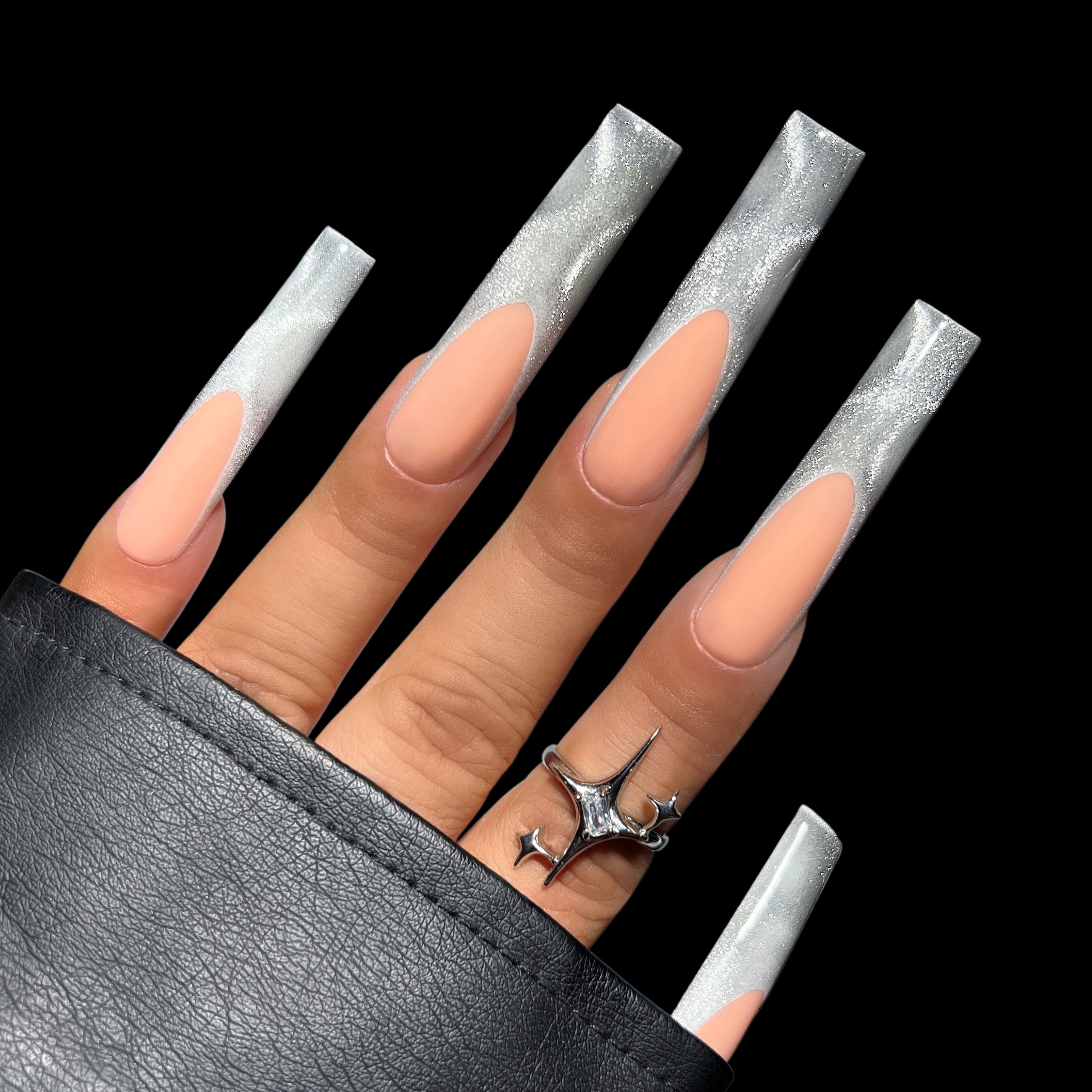 Kiara Sky MagneticFx Mist Me Gel Polish on nails with a long extensions