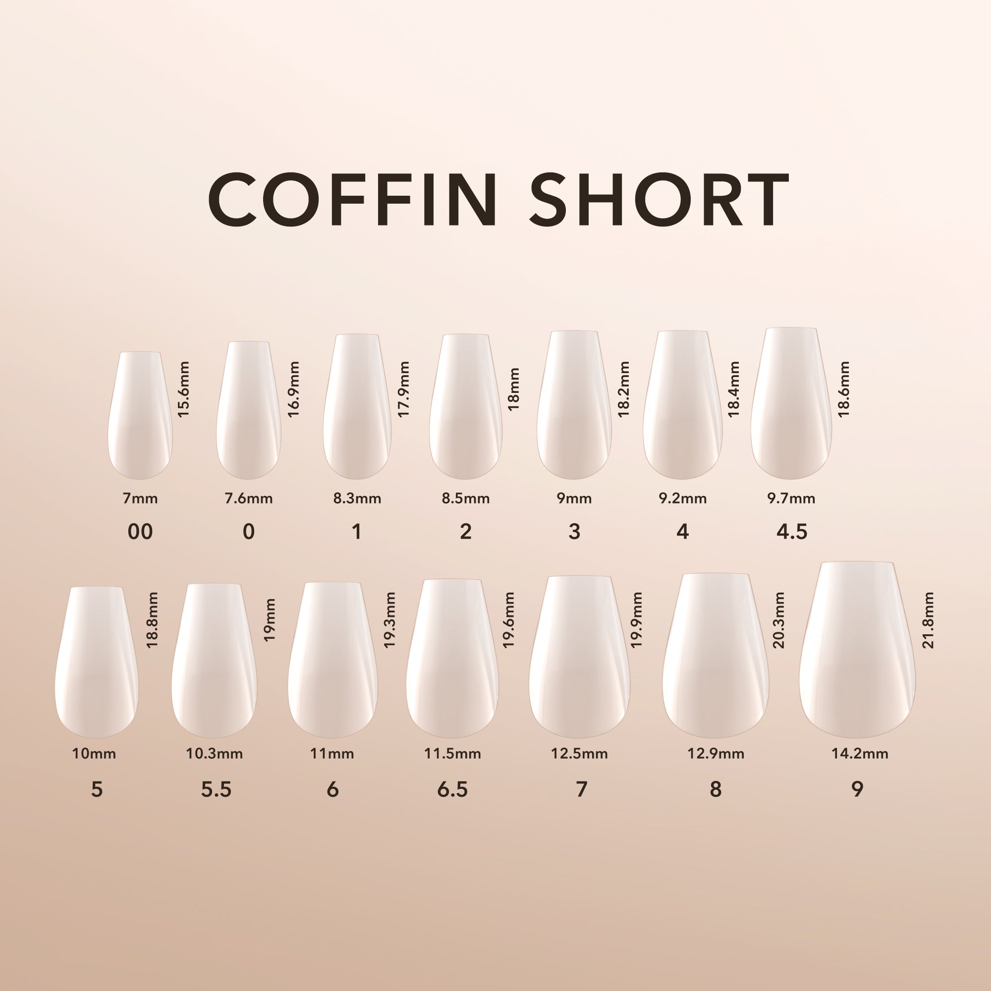 Kiara Sky Natural Gel Extensions Coffin Short Size Chart
