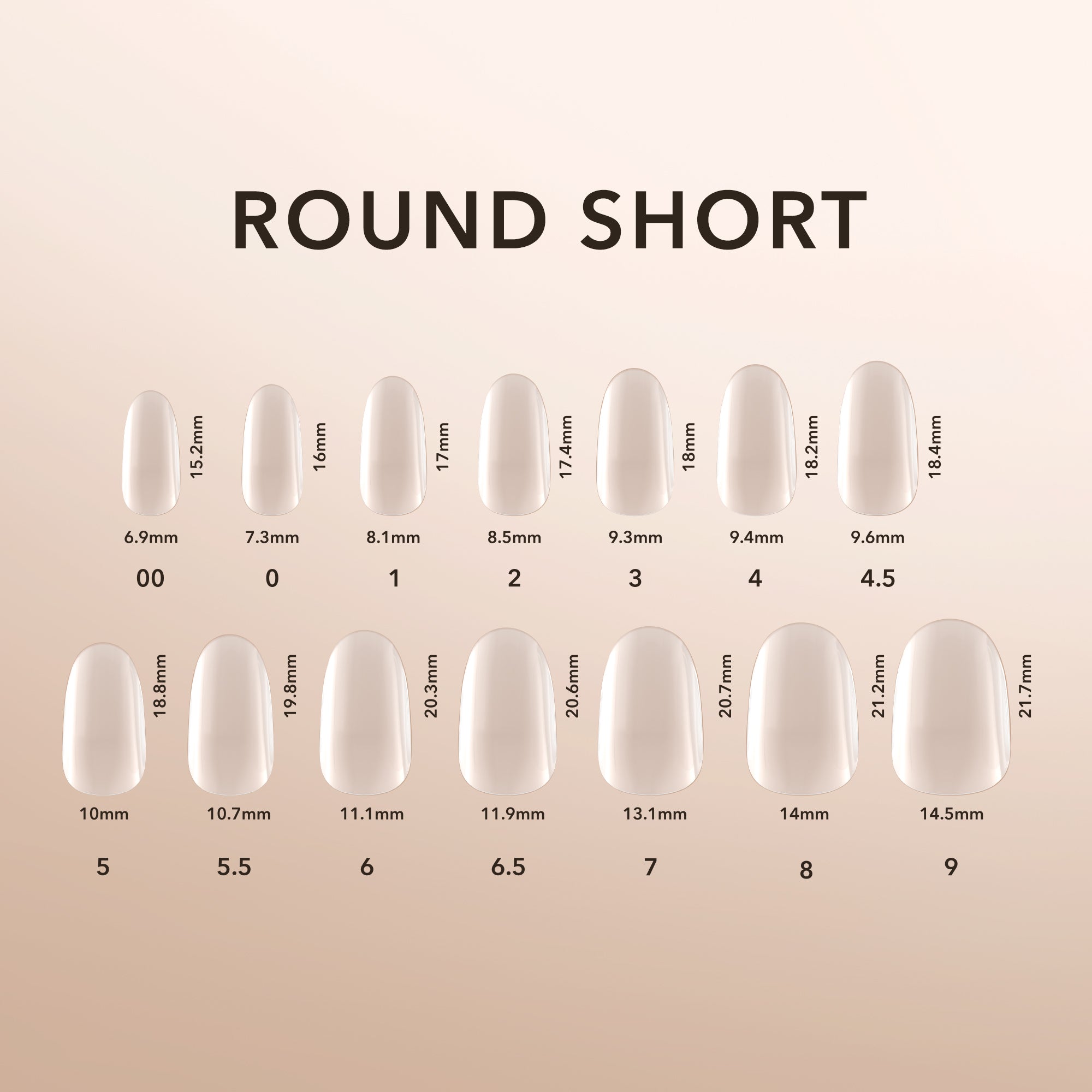 Kiara Sky Natural Gel Extensions Round Short Size Chart