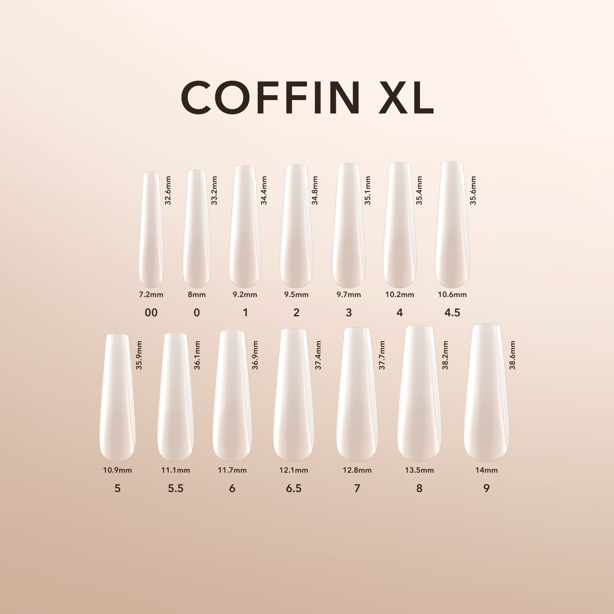 Kiara Sky Natural Gel Extensions Coffin XL Size Chart