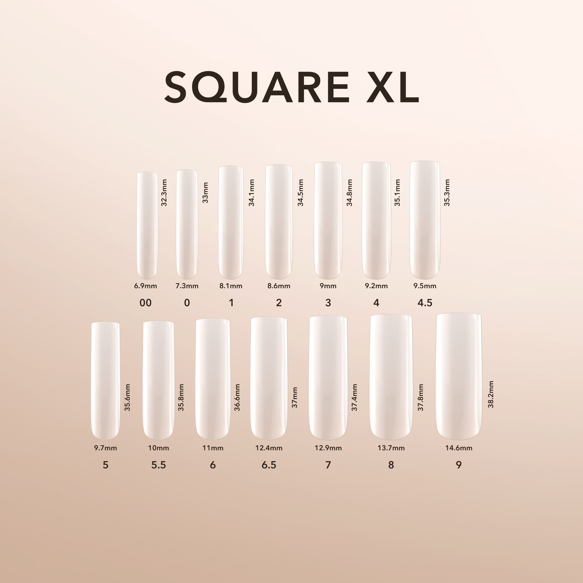 Kiara Sky Natural Gel Extensions Square XL Size Chart