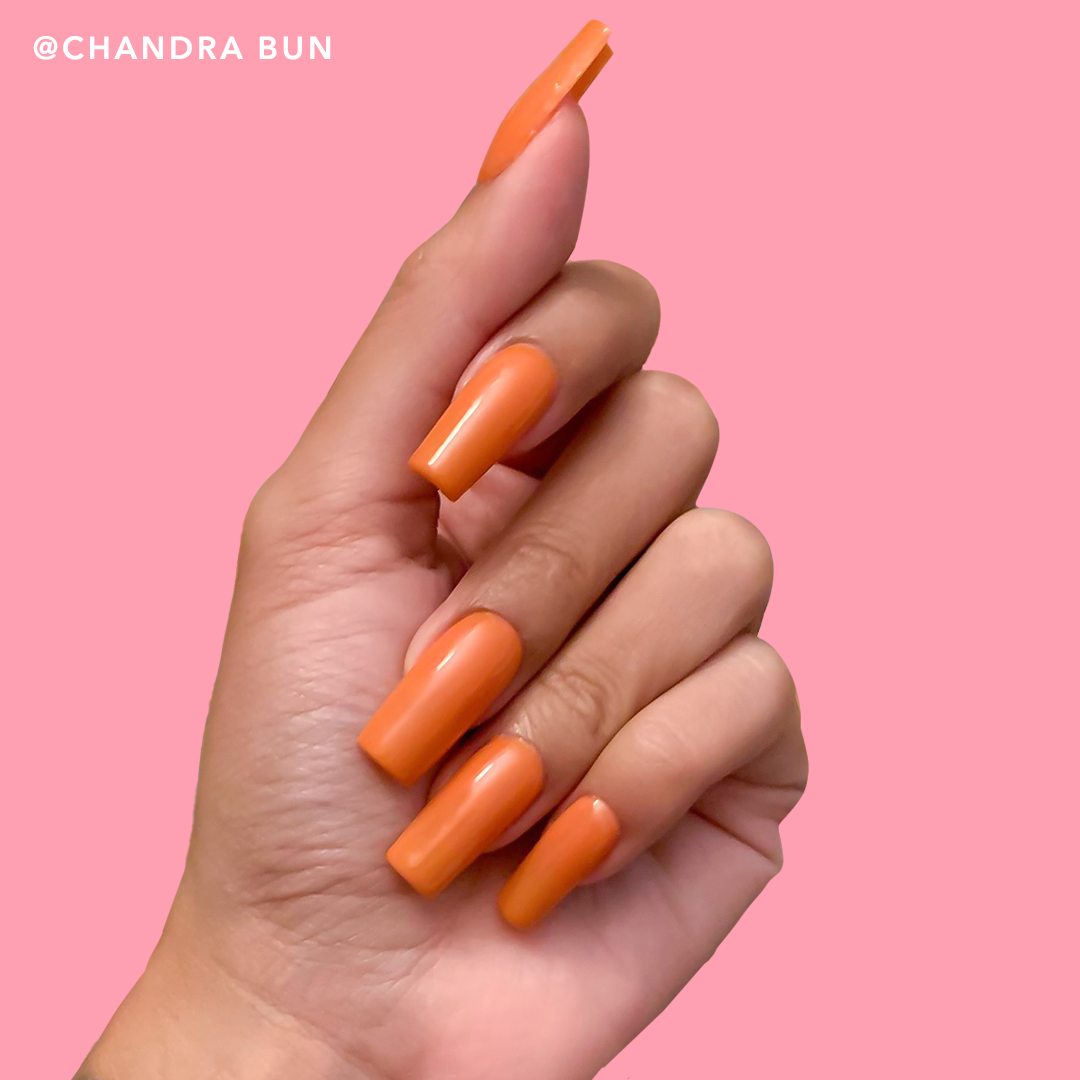 Hand with nails with dip powder applied