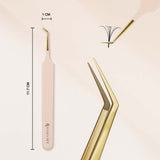 Thin 45° Angle Fiber Grip Tweezer - Tan