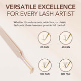 Thin 90° Angle Fiber Grip Tweezer - Tan