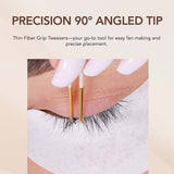 Thin 90° Angle Fiber Grip Tweezer - Tan