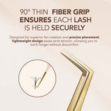Thin 90° Angle Fiber Grip Tweezer - Tan