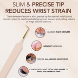 Thin 90° Angle Fiber Grip Tweezer - Tan