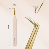 Thin 90° Angle Fiber Grip Tweezer - Tan