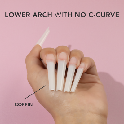Non C-Curve Nail Tips XXL - Coffin Natural