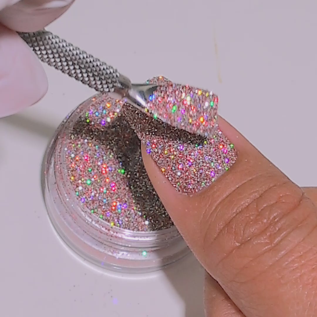 Sandy Stroll glitter applied to nails