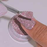 Rosé Fizz glitter applied to nails