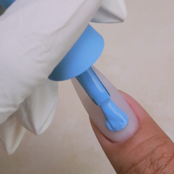 Kiara Sky Gel Pro HFG074 Muted Blue applied to nail
