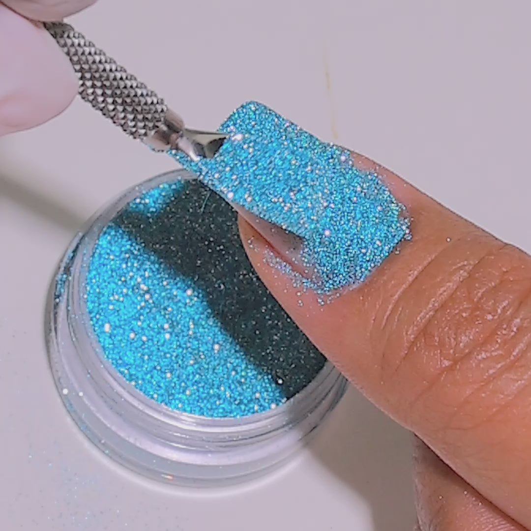Glistening Pools glitter applied to nails