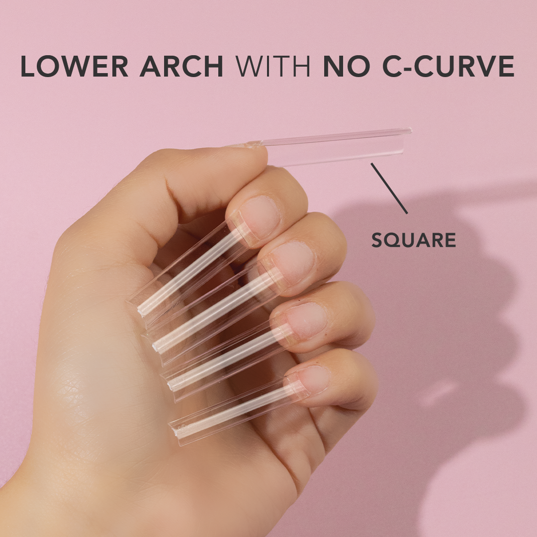 Non C-Curve Nail Tips XXL - Square Clear