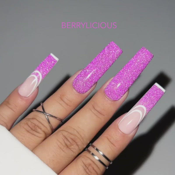 Kiara Sky Berry Licious DiamondFx Gel Polish on nails