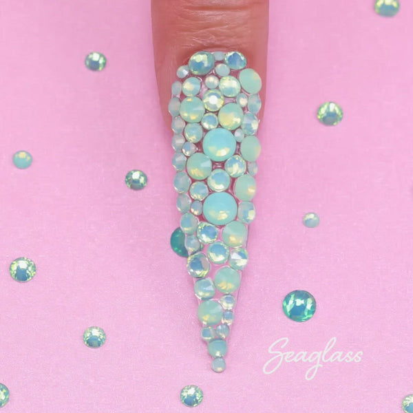 Kiara Sky Rhinestones Seaglass on nail