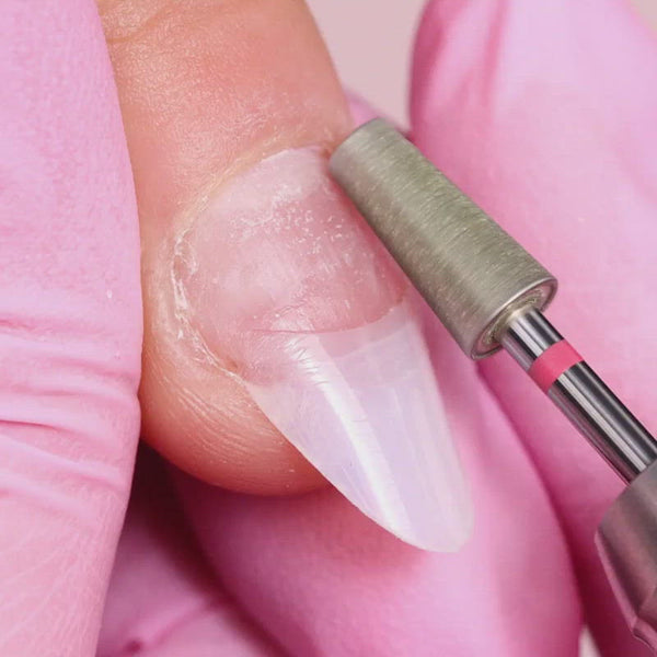 Kiara Sky Gel Pro Tapered Barrel Medium Drill Bit being used on a nail