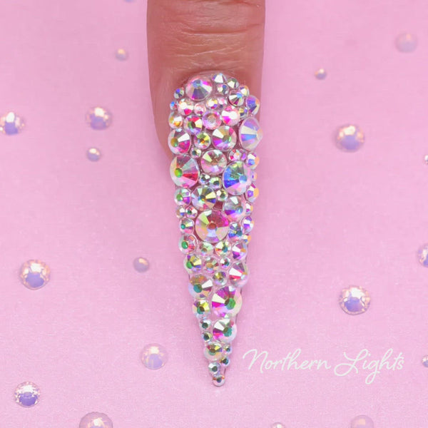 Kiara Sky Rhinestones Northern Lights on nail