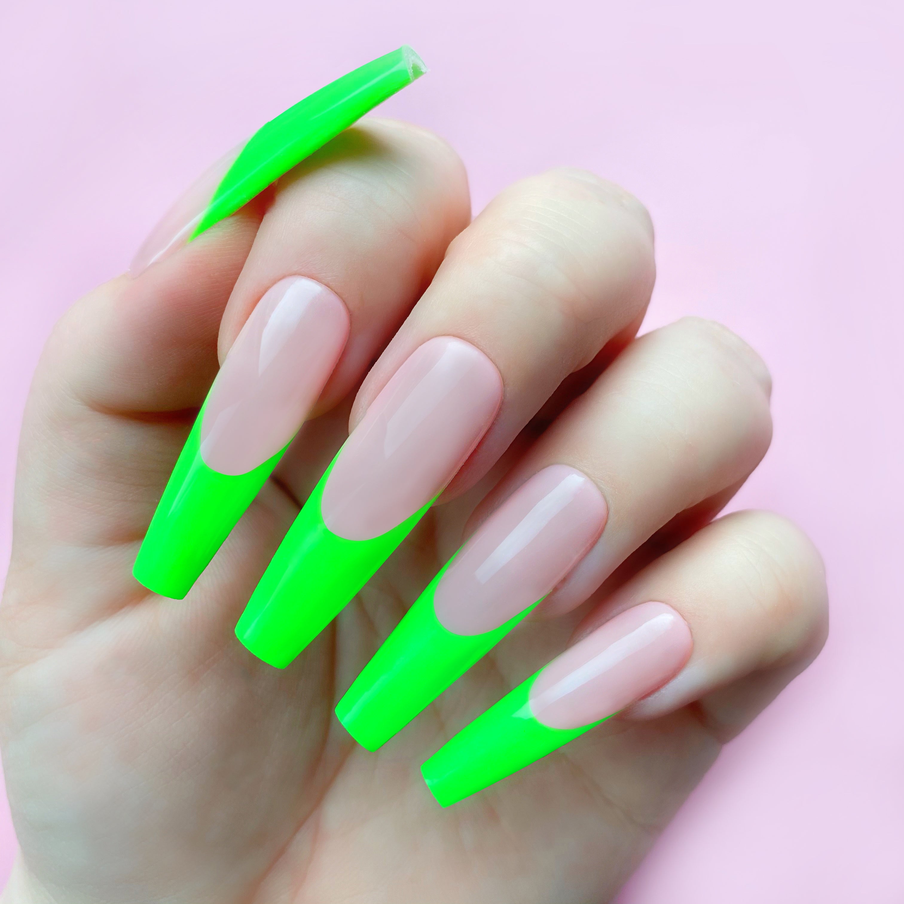 Out of Monet gel art applied to nail extensions