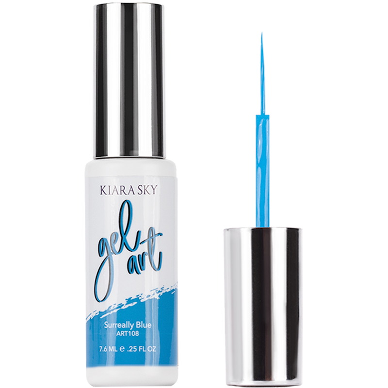 Surreally Blue gel art bottle and upside down lid with applicator
