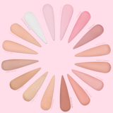 Blush Away cover acrylic powder swatch with other swatches in the shape of a flower