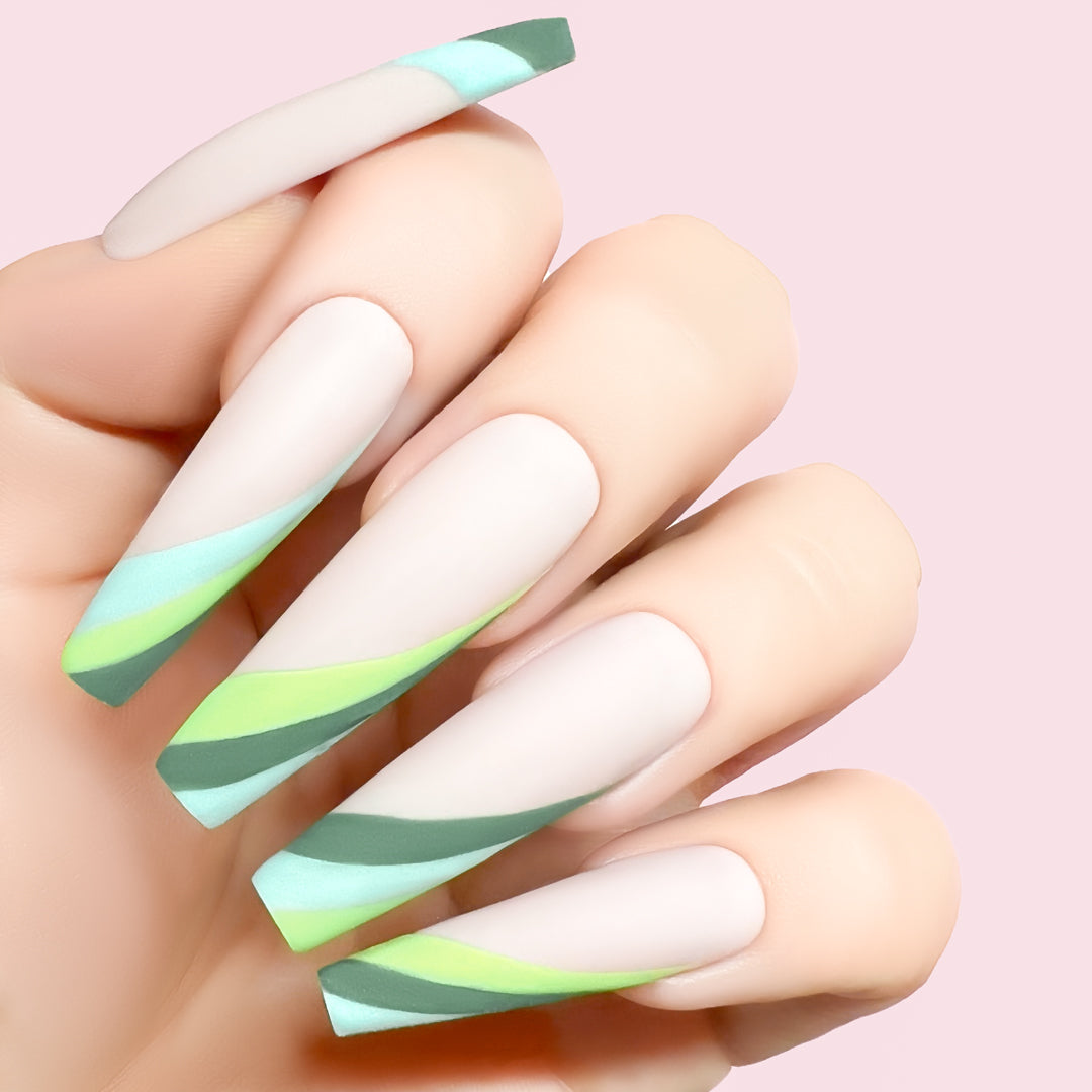 The Minta Lisa gel art applied to nail extensions with custom nails