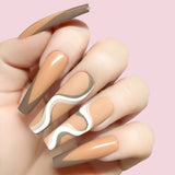 Oh My Gaudi gel art applied to nail extensions with swirly design