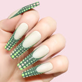 Good Muse gel art applied to nail extensions with multiple dots design