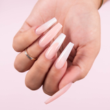 Boba Time cover acrylic powder applied to nail extensions