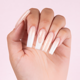 Inner Glow cover acrylic powder applied to nail extensions