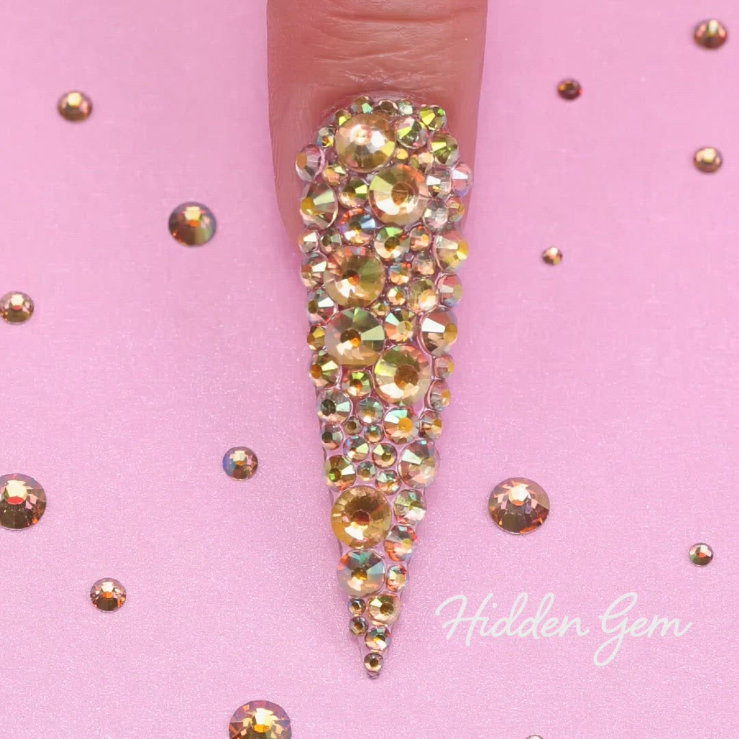 Kiara Sky Hidden Gem Rhinestones on nail