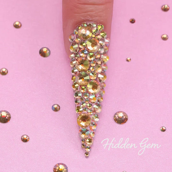 Kiara Sky Hidden Gem Rhinestones on nail